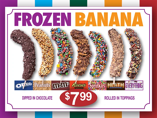 frozen-bananas-menu-630 Frozen bananas at N'Orlins Cafe in Frankenmuth, MI.