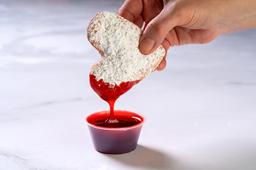 Beignets with dipping sauces at N'Orlins Cafe.